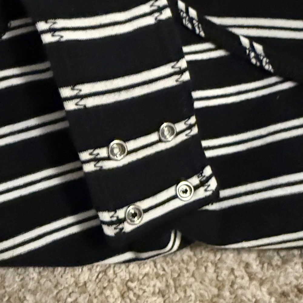 J. Crew Striped Mockneck bodysuit with button shoulders